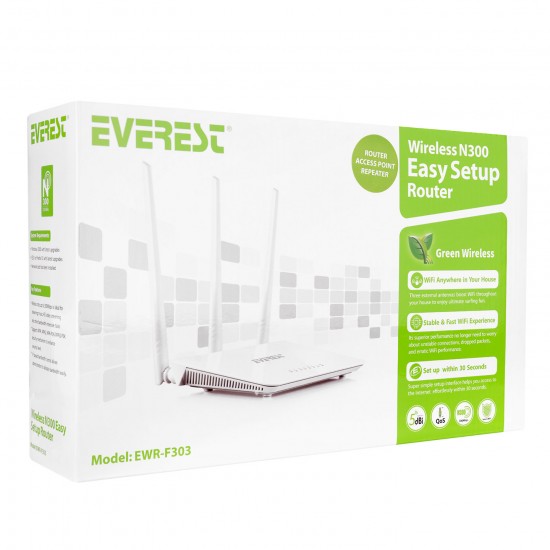 Everest EWR-F303 2.4GHz 300Mbps 1Wan + 3Lan Portlu Wireless Router