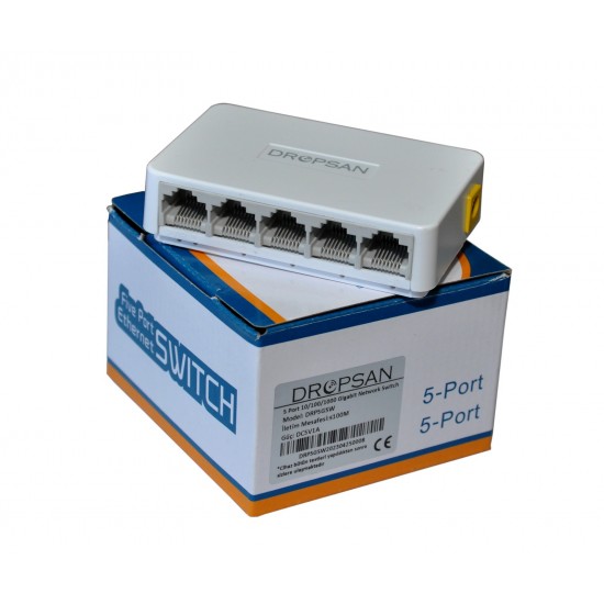 DROPSAN 5 Port 10/100/1000 Gigabit Network Switch (Plastik Kasa)