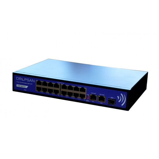 DROPSAN 16 PORT 10/100+2 UPLİNK 1000 POE Switch+1SFP