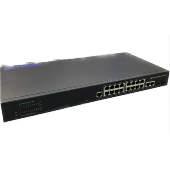 Netlink NTL16GM2SFPAF 16 Port 10/100/1000+2*1000 Uplink+2 Sfp L2 Managed Poe Switch 300W