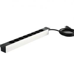 19" 1U Sigortalı 6'lı Grup Priz - Schuko soket - alüminyum profil 19" 1U Sigortalı 6'lı Grup Priz - Schuko soket - alüminyum profil