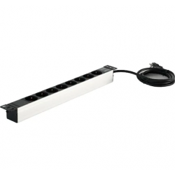 19" 1U Sigortalı 6'lı Grup Priz - Schuko soket - alüminyum profil 19" 1U Sigortalı 6'lı Grup Priz - Schuko soket - alüminyum profil