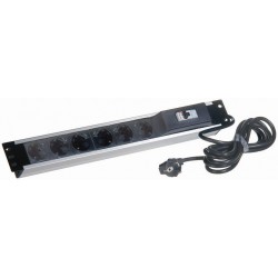 19" 1U Sigortalı 6'lı Grup Priz - IEC C13 soket - alüminyum profil 19" 1U Sigortalı 6'lı Grup Priz - IEC C13 soket - alüminyum profil